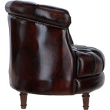Luxury Ashwood Leather Chesterfield Single Chair Chestnut: LF-183