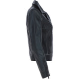 Ladies biker Jacket with Zippered Pockets Black: AWL-621