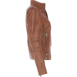 Leather Biker Jacket Tan: N-12
