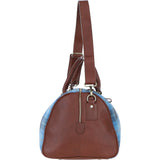Ashwood Leather & Harris Tweed® Cloth Large Holdall Tan/LT Blue: TW-47-05-TB