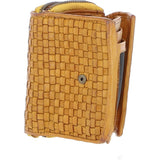 Vintage Woven Leather 7 Card Purse Yellow:  D-82