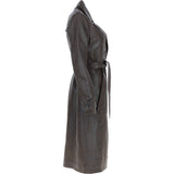 Elegant Longline Women's Leather Trench Coat with Waist Tie Navada: awl-trench