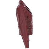 Exquisite Ashwood Leather Ladies Biker Jacket Burgundy: AWL-1881