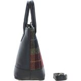 Ashwood Leather & Harris Tweed® Cloth Large Grab Bag Black/Green/Red: TW-64-07-BR