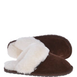 Classic Ladies Suede Sheepskin Slippers Brown