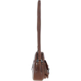 Ashwood Leather Women’s Round Buckle Crossbody Bag Chestnut: S-30