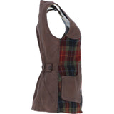 Ashwood Women's Country Tailored Buttoned Gilet with Leather Trim Brown/Red/Green: TW-704-07-BR