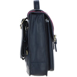 Ashwood Leather & Harris Tweed® Cloth Medium Backpack with Twist Lock Navy/Pink: TW-37-06-NP