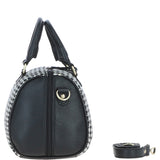 Ashwood Leather & Harris Tweed® Cloth Medium Barrel Bag Black/White: TW-62-12-BW