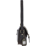 Elegant Ashwood Leather & Harris Tweed® Cloth Crossbody Bag Brown/Green: TW-27-09-BG