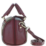 Ashwood Leather & Harris Tweed® Cloth Small Barrel Bag Wine/Mcload: TW-61-17-WM