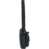 Real Leather Compact Crossbody Bag Black: SICILY