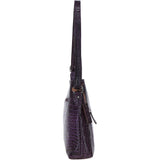 Ashwood Leather Croc-embossed Shoulder Bag for Woman Purple: 12088
