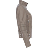 Ladies Leather Biker Jacket Biscuit: N-12