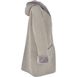 Womens Suede Sheepskin Hooded Coat Grey: KB-10285