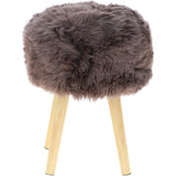 New Zealand Sheepskin Stool Mink: SHORT SHEEPSKIN STOOL