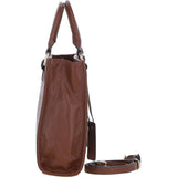 Real Leather Handbag with Adjustable Crossbody Strap 2 Tone Tan: 64867