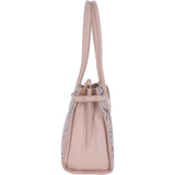 Suede Snake Print Long Handled Three Section Shoulder Bag Pink – 62676