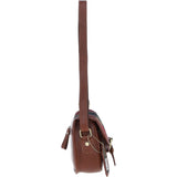 Ashwood Leather & Harris Tweed® Cloth Saddle Bag Tan/Green/Red: TW-26-08-TR