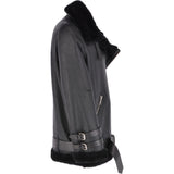 Womens Oversized Sheepskin Flying Jacket Black: KB-20091