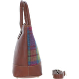 Ashwood Leather & Harris Tweed® Cloth Large Grab Bag  Tan/Purple: TW-64-13-TP