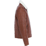 Ashwood Men’s Real Leather Puffer Jacket in Regular Fit with Faux Fur Collar Tan: AWM-Puffer