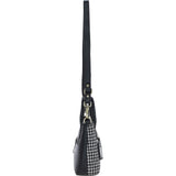 Ashwood Leather & Harris Tweed® Cloth Handbag with Removable Crossbody Strap Black/White: TW-21-012-BW