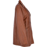 Womens Single Breasted Leather Coat Cognac/app: ESMARALDA