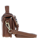 Ashwood Leather & Harris Tweed® Cloth Micro Satchel Bag with Twist Lock Tan/Navy:TW-36-11-TN