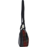 Versatile Ashwood Leather & Harris Tweed® Cloth Shoulder Bag Black/Green/Red: TW-22-07-BR