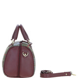 Ashwood Leather & Harris Tweed® Cloth Medium Barrel Bag Wine/Mcload: TW-62-17-WM