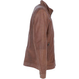 Ashwood Men’s Real Leather Jacket with Mandarin Collar and Zip Brown: NEW COOPER
