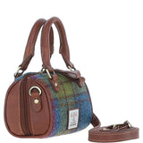 Ashwood Leather & Harris Tweed® Cloth X-Small Barrel Bag Tan/Purple: TW-60-13-TP