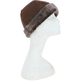Ladies Luxury Leather And Sheepskin Hat Tobacco : KB-496
