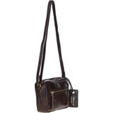 Leather Crossbody Bag with Adjustable Strap Brown: Audrey