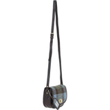 Ashwood Leather & Harris Tweed® Cloth Saddle Crossbody Bag with Twist Lock Brown/Mcload: TW-30-01-BM