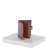 Vegetable Tanned Flip Side 6 card, ID & Coins Dual Bill fold Tab Leather Wallet Tan : 1246-VT