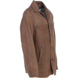 Trapper Lamb Leather Brando Collared Jacket Brown 27: Box