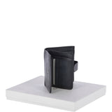 Cow Waxy Leather Classic 6 Card,ID, Coins &  Bill-Fold Tab Wallet Black : 1553