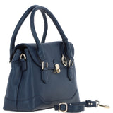 Premium Leather Shoulder Bag with Detachable Crossbody Strap Navy: Y-56