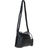 Compact Zip-Closure Leather Crossbody Bag Black: Belfast