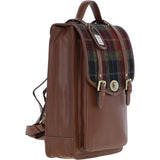 Ashwood Leather & Harris Tweed® Cloth Large Backpack with Twist Lock Tan/Green/Red: TW-38-08-TR