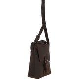 Tablet Friendly Medium Vintage Leather Messenger Bag Brown: Monti