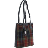 Ashwood Leather & Harris Tweed® Cloth Genuine Leather Shoulder Bag Black/Green/Red: TW-23-07-BR