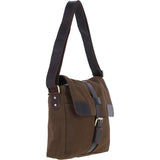 Fenland Canvas & Leather Crossbody Bag Brandy/green: FEN-754