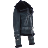 Womens Aviator Shearling Leather Jacket Ombre Blue: KB-451 DC