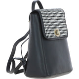 Ashwood Leather & Harris Tweed® Cloth Compact Backpack Black/White: TW-65-12-BW