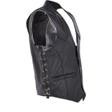 Men's Leather Embossed Laced Waistcoat Black: W/COAT LTR