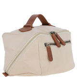 Fenland Canvas & Leather Wash Bag Tan/cream: FEN-759