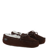 Women's Classic  Suede Sheepskin Moccasin Slippers Brown: LADIES MOCCASSINS